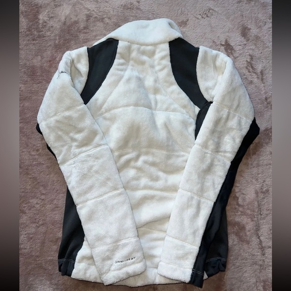 Columbia Omni Heat Womens Fleece Jacket White Color Block Zip Pocket Mock Neck S - Picture 9 of 9